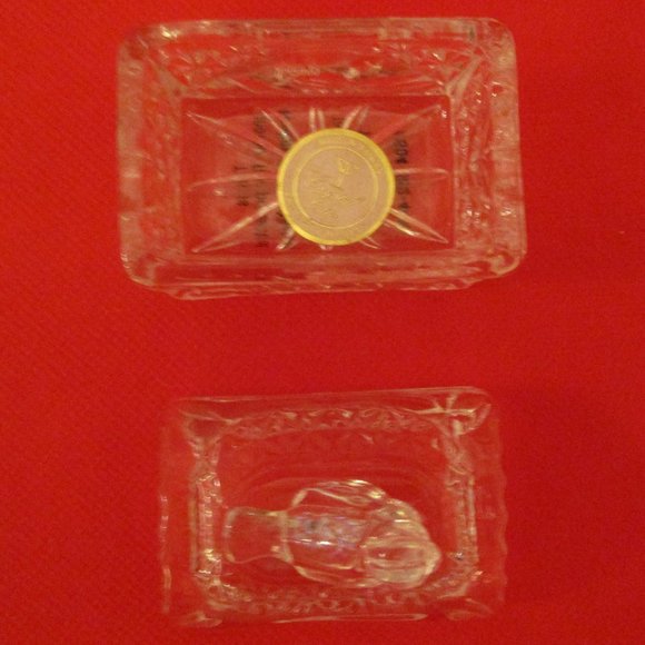 Crystal Trinket Box Song Bird Lidded Crystal Trinket Box Etched Crystal Songbird - Picture 11 of 12